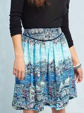 36 of 52 Conversations by Anthropologie Blue Venetian Skirt